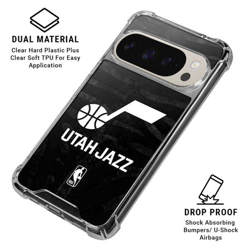NBA Utah Jazz Black Animal Print Pixel 9/9 Pro Clear Case